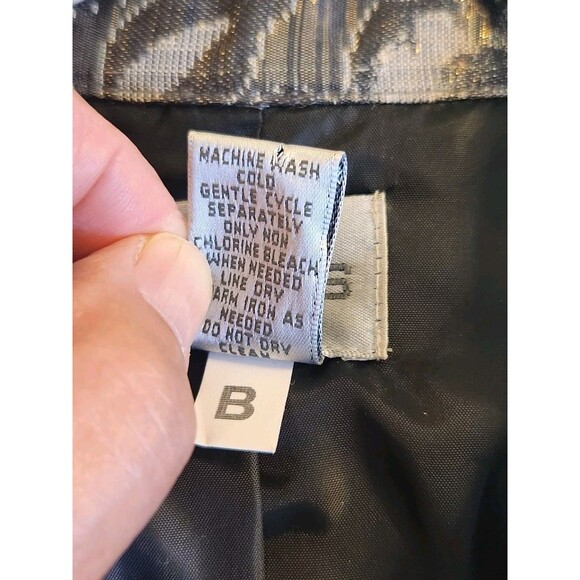 Chico's Size 2(12)Long Sleeve fully Lined Zip Up Blazer Bronze Silvery  Metalic‎ - Picture 6 of 9